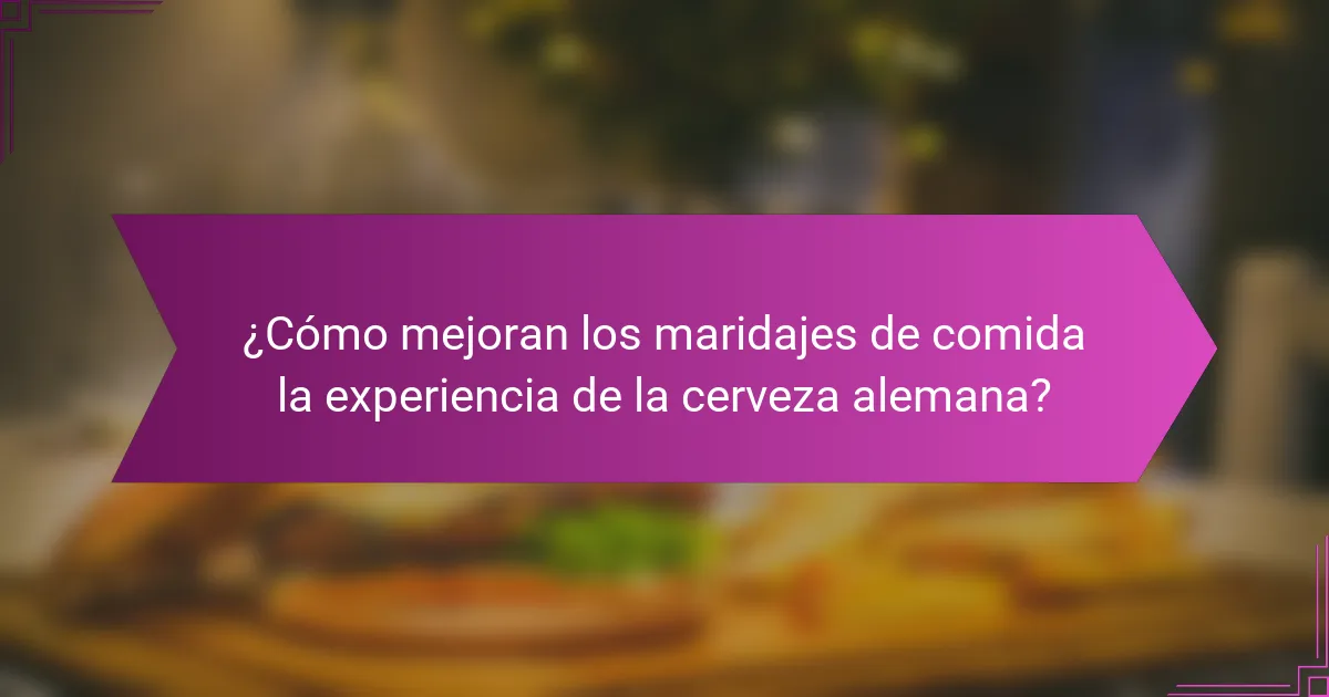 ¿Cómo mejoran los maridajes de comida la experiencia de la cerveza alemana?