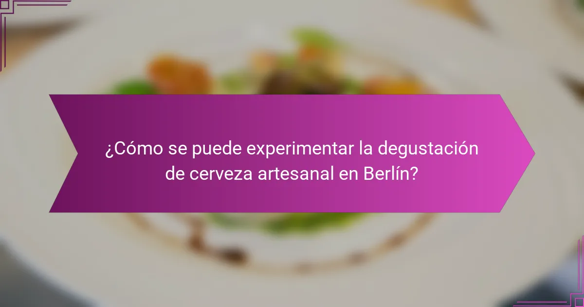 ¿Cómo se puede experimentar la degustación de cerveza artesanal en Berlín?