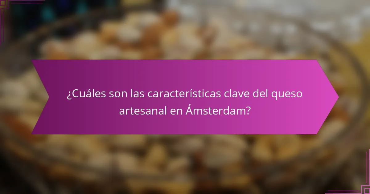 ¿Cuáles son las características clave del queso artesanal en Ámsterdam?