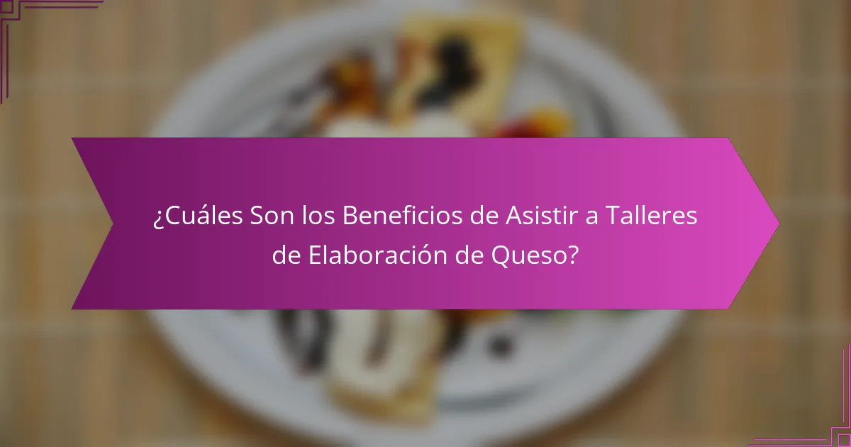 ¿Cuáles Son los Beneficios de Asistir a Talleres de Elaboración de Queso?