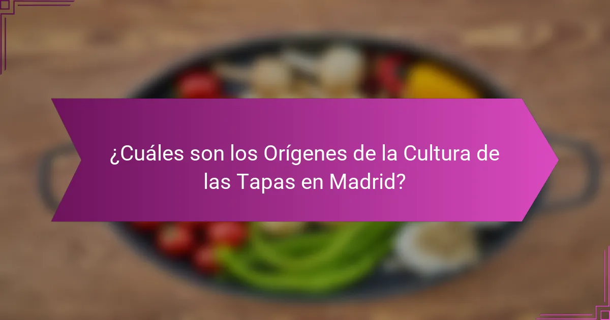 ¿Cuáles son los Orígenes de la Cultura de las Tapas en Madrid?
