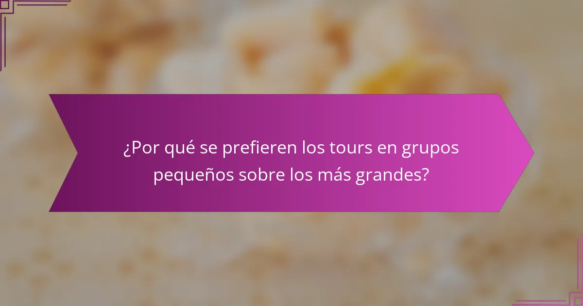 ¿Por qué se prefieren los tours en grupos pequeños sobre los más grandes?