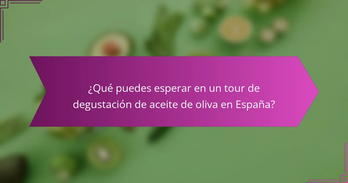 ¿Qué puedes esperar en un tour de degustación de aceite de oliva en España?