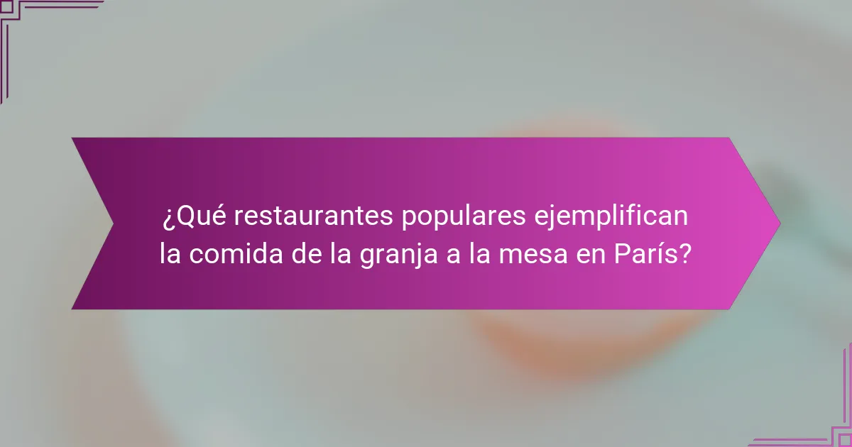 ¿Qué restaurantes populares ejemplifican la comida de la granja a la mesa en París?