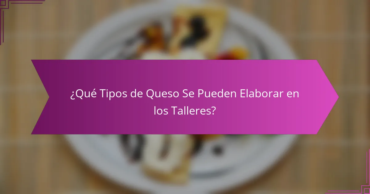 ¿Qué Tipos de Queso Se Pueden Elaborar en los Talleres?